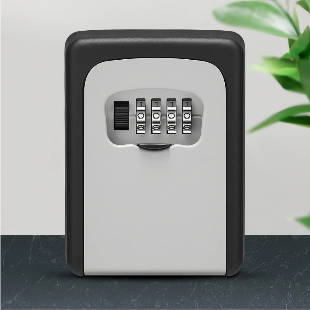 Asoricing Key Lock Box, Portable Wall Mount Lockbox Security Safe Box for Outside Outdoor Home Office Door Handle House Key, Gray