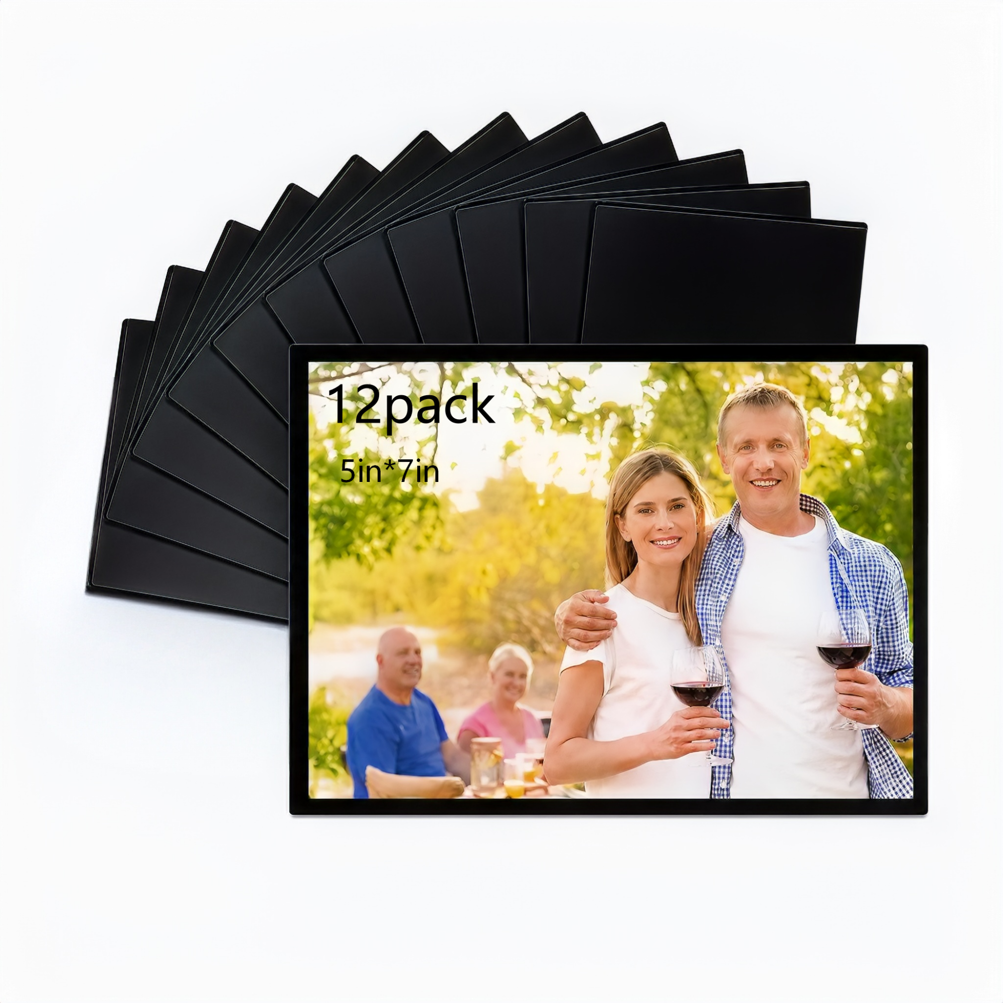 Asoricing 12-Pack Magnetic PVC Photo Frames, 5 x 7 Inches Reusable Picture Frame Magnets for Refrigerator, Locker & Whiteboard, Photo Display for Home or Office