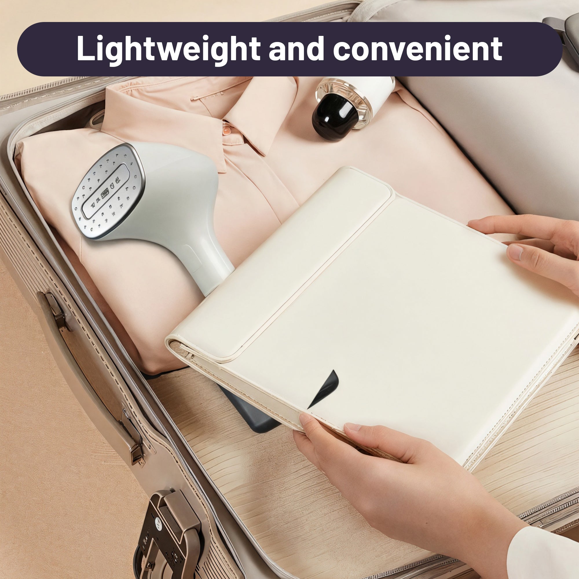 Asoricing Steamer for Clothes, Handheld Garment Steamer for Clothes, Flat Iron and Steam Press in One, Portable, High-Powered, Large Water Tank, Beige