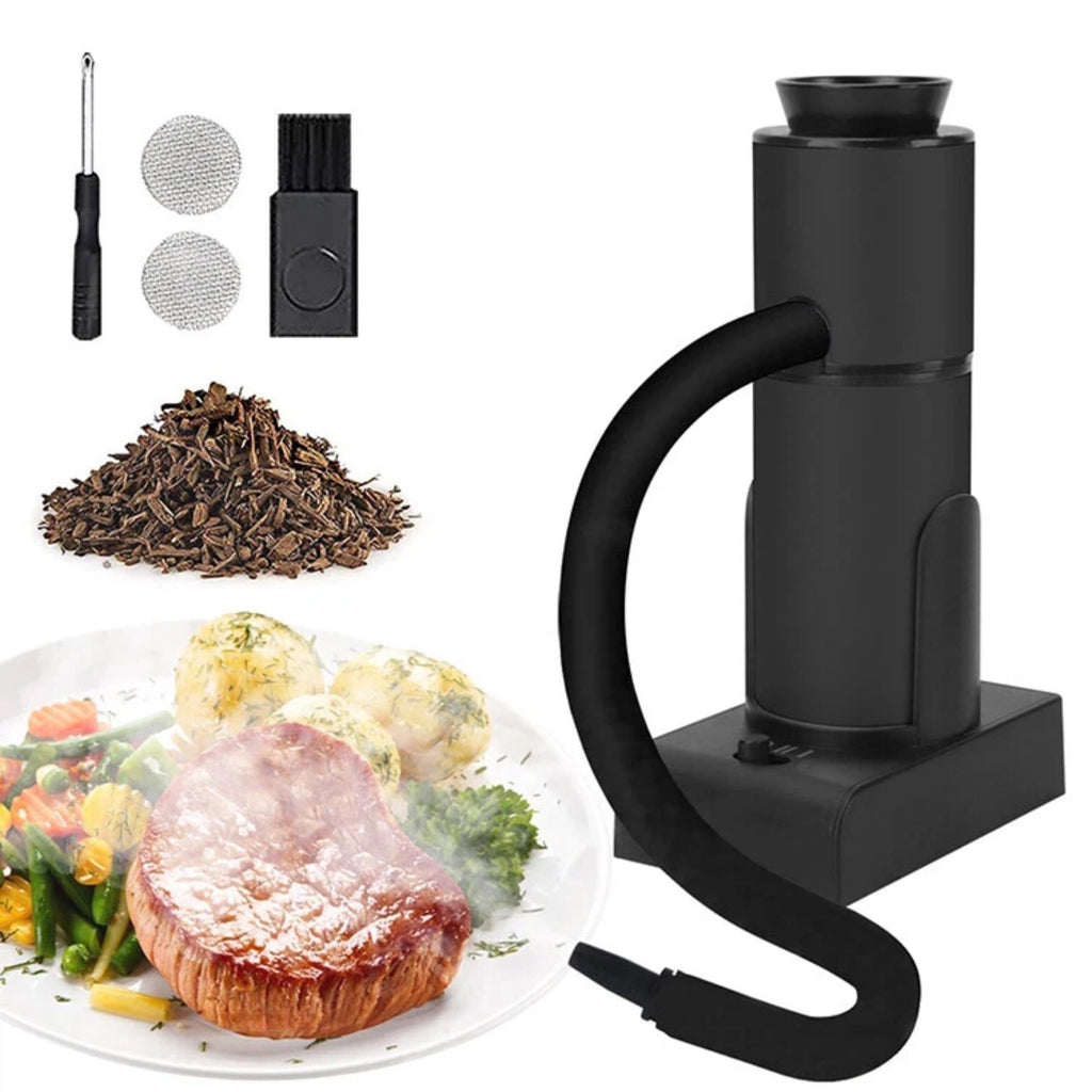 Asoricing Smoking Gun Food Smoker, Portable Handheld Smoke Infuser for Kitchen, Steak, Salmon, Cocktails, Molecular Gastronomy, Cold Smoke Generator, Black