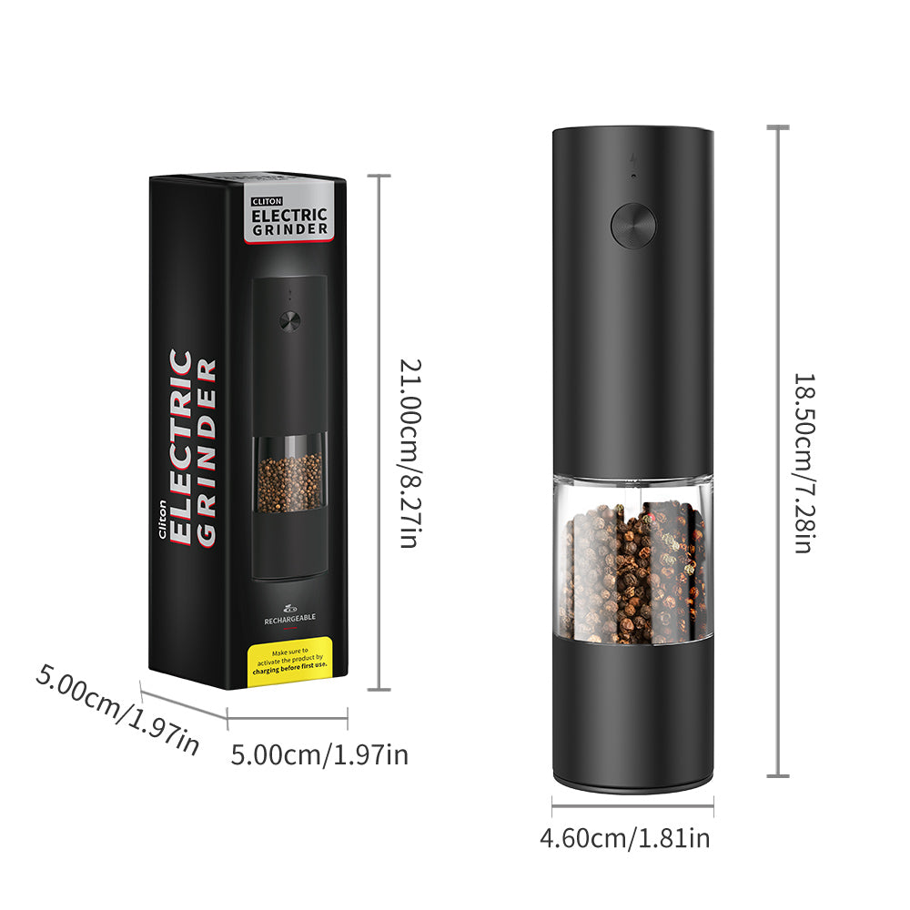 Asoricing Electric Salt and Pepper Grinder, Automatic Pepper Mill Shaker, Adjustable Coarseness, Battery Operated, Large Capacity, Black
