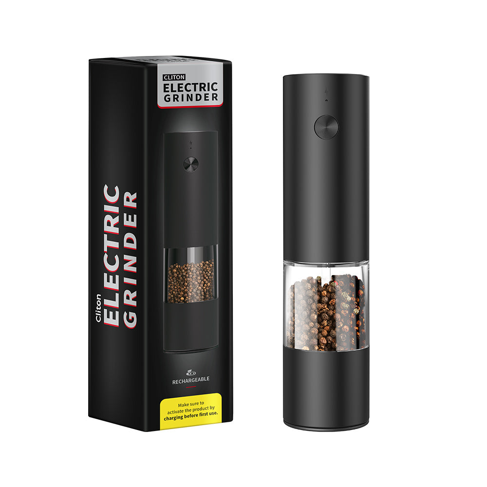 Asoricing Electric Salt and Pepper Grinder, Automatic Pepper Mill Shaker, Adjustable Coarseness, Battery Operated, Large Capacity, Black
