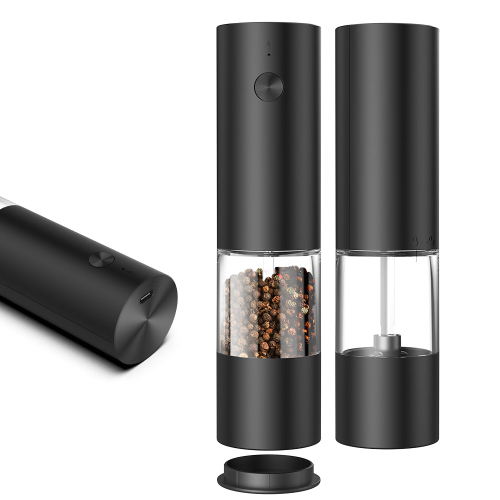 Asoricing Electric Salt and Pepper Grinder, Automatic Pepper Mill Shaker, Adjustable Coarseness, Battery Operated, Large Capacity, Black