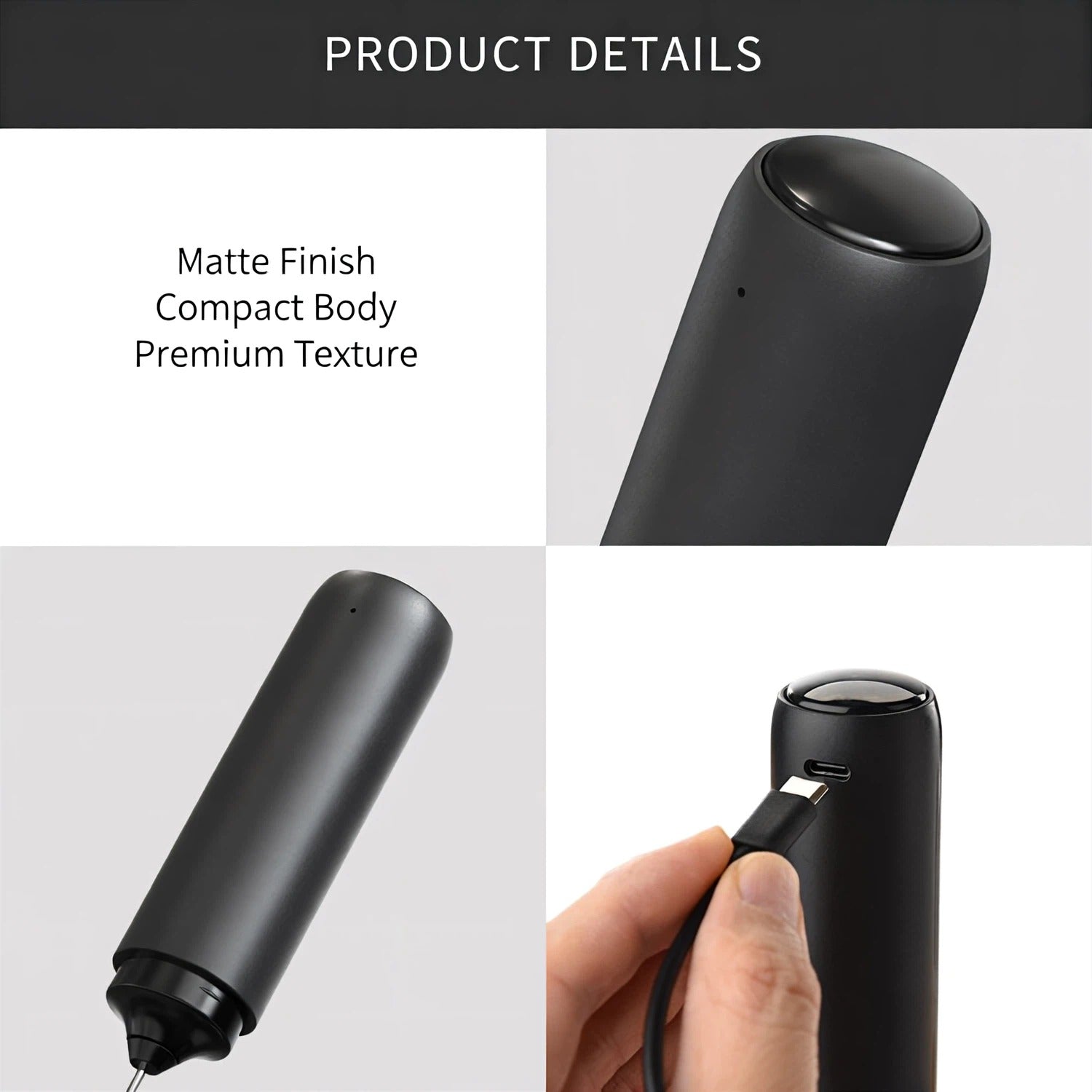 Asoricing Frother, Milk Frother, Handheld Frother, 304 Stainless Steel Material, Low Decibel Noise-Free, Portable, Equipped with Storage Sleeve, Black