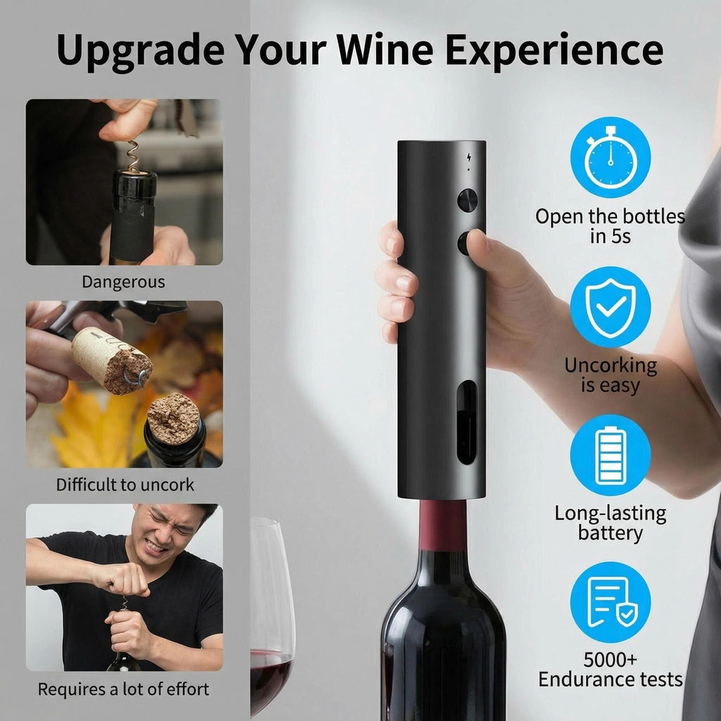 Asoricing Electric Wine Opener Rechargeable, Automatic Wine Opener Cordless Cork Remover, Elegant Red ABS+PC Wine Bottle Opener for Home Bar Restaurant Wedding Gift