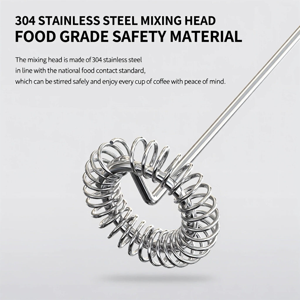 Asoricing Frother, Milk Frother, Handheld Frother, 304 Stainless Steel Material, Low Decibel Noise-Free, Portable, Equipped with Storage Sleeve, Black