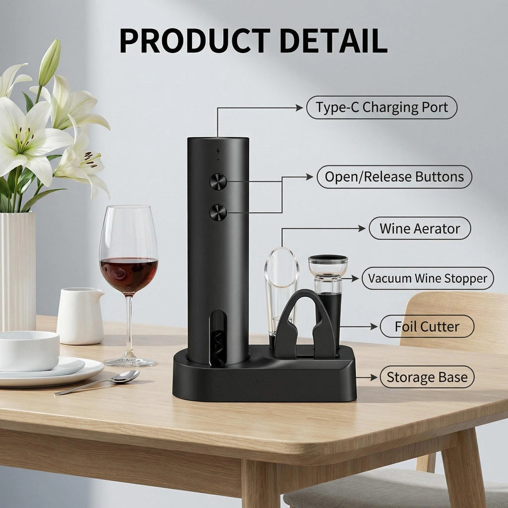 Asoricing Electric Wine Opener Rechargeable, Automatic Wine Opener Cordless Cork Remover, Elegant Red ABS+PC Wine Bottle Opener for Home Bar Restaurant Wedding Gift