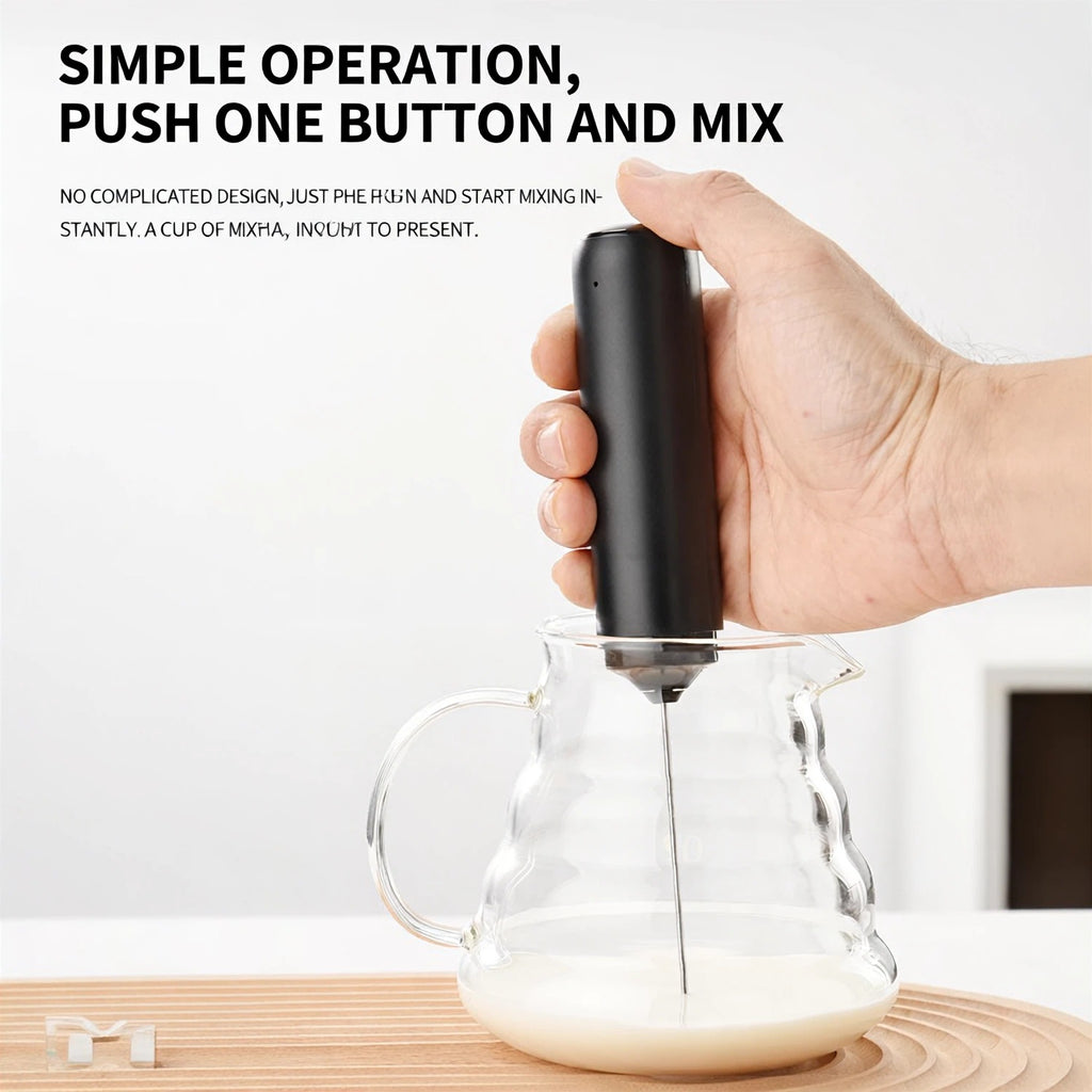 Asoricing Frother, Milk Frother, Handheld Frother, 304 Stainless Steel Material, Low Decibel Noise-Free, Portable, Equipped with Storage Sleeve, Black