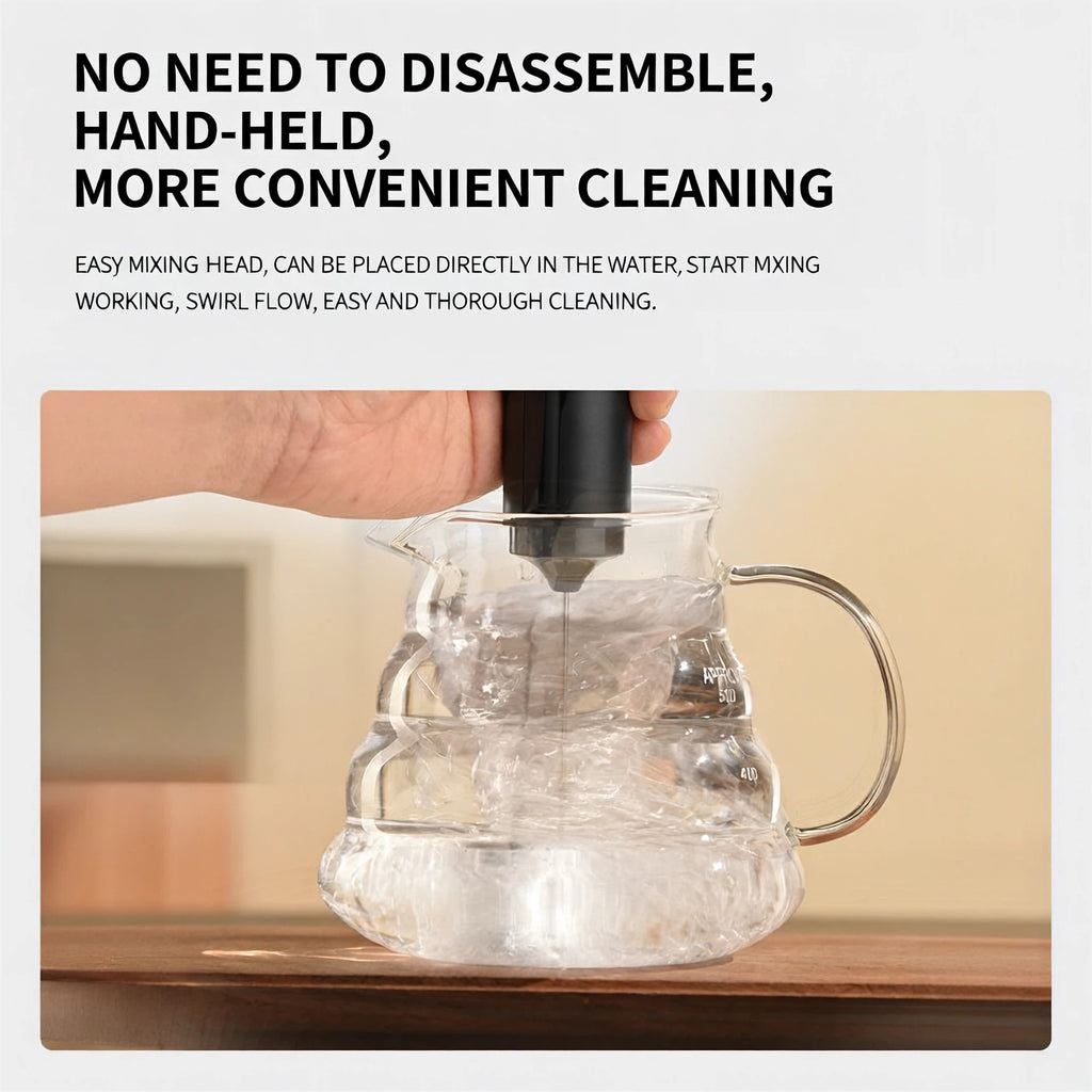 Asoricing Frother, Milk Frother, Handheld Frother, 304 Stainless Steel Material, Low Decibel Noise-Free, Portable, Equipped with Storage Sleeve, Black