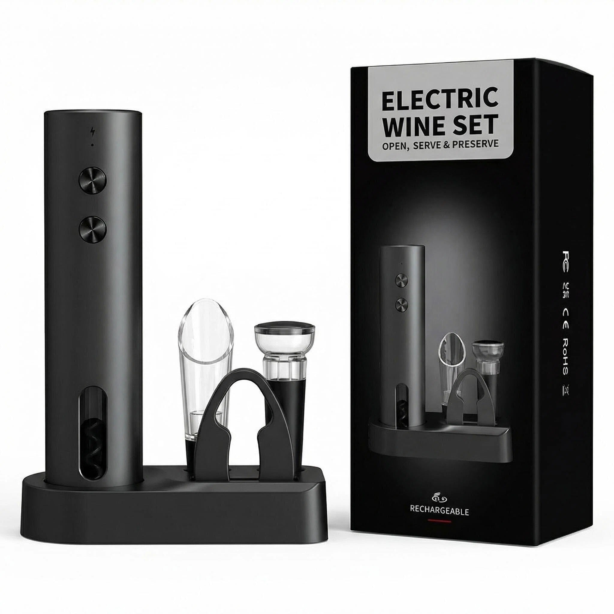 Asoricing Electric Wine Opener Rechargeable, Automatic Wine Opener Cordless Cork Remover, Elegant Red ABS+PC Wine Bottle Opener for Home Bar Restaurant Wedding Gift